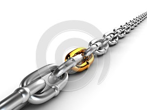 Chrome chain with a gold link