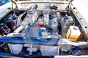 Chrome Engine On Souped Up Automobile