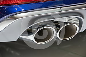 Chrome exhaust pipes car