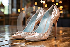 Chrome Glamour: Metallic High Heels with Geometric Detailing