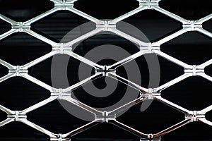 Chrome grille of a modern car close-up