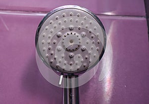Chrome Hand Shower Spray with Turn Lever of Spray Settings. Modern Bathroom Shower Accessories. Stainless Steel Hand shower.
