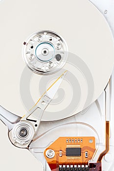 Chrome hard drive with orange ribbon