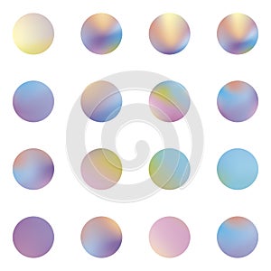 Chrome holographic template Holographic round frames set. Trendy backdrops. Hologram bubbles. Pastel smooth textures.