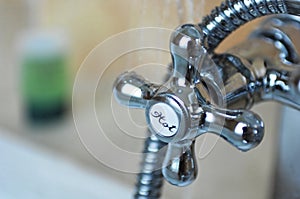 chrome hot water tap