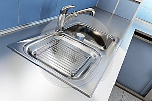 Chrome kitchen sink photo