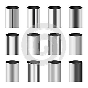 Chrome metal polished gradients corresponding to cylinder pipe vector set photo