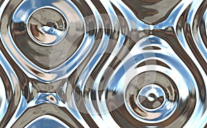 Chrome metal rings and waves 3d seamless texture