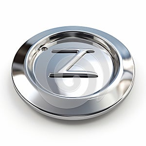 Chrome Metal Z Logo On White Background In Daz3d Style