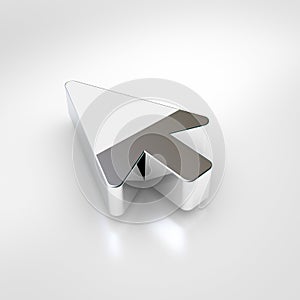 Chrome mouse pointer icon isolated on white background.