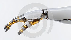 Chrome-Plated Robot Arm with Glowing Circuits and Sleek Design photo
