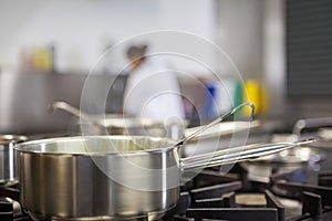 Chrome pot cooking on hotplates