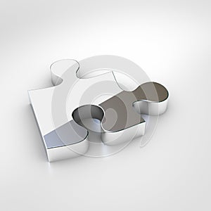 Chrome puzzle piece icon isolated on white background.