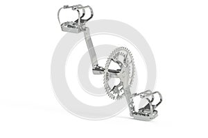 Chrome shiny bicycle pedals and Crankset assembly