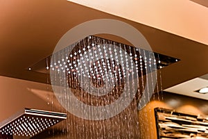 Chrome shower head with water drops