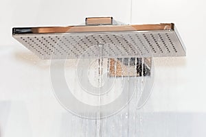 Chrome shower head with water drops