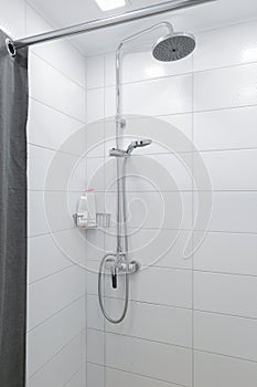 Chrome shower in the shower room interior