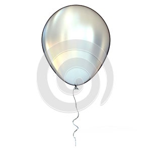 Chrome, silver, metallic balloon with ribbon