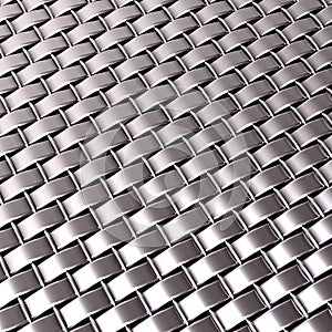 Chrome silver woven metallic pattern