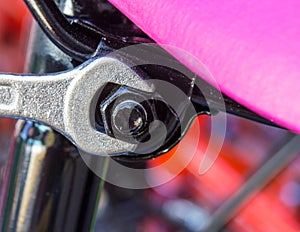 Chrome spanner with nut and bolt