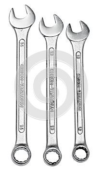 Chrome spanners isolated on white.