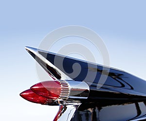 Chrome tail fin of American classic car