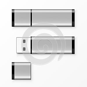 Chrome USB Flash Drive Template For Advertising, Branding And Corporate Identity