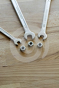 Chrome vanadium adjustable spanners and bolts