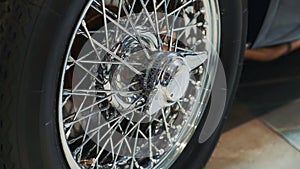 Chrome wheel of old luxury car