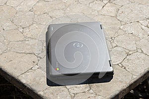 Chromebook on a Table Outside