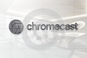 Chromecast on glossy office wall realistic texture