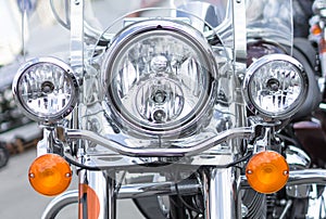 Chromed motorcycle front view