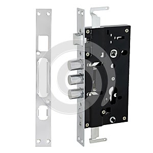 Chromed round bolt mortise lock for Chinese type doors with strike plate