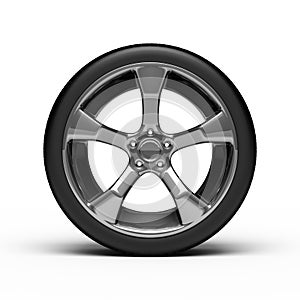 Chromed wheel with tires photo