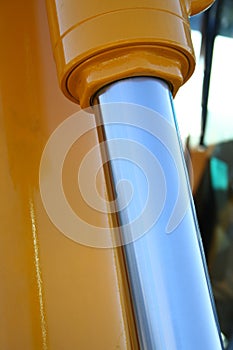 The chromeplated detail of hydraulic system of a dredge