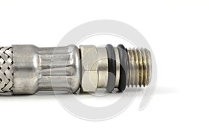 Chromeplated heavy duty pipe connector. Gas and water transport technology detail