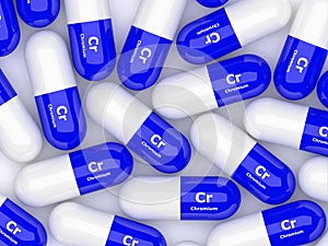 Chromium pills lying on white table