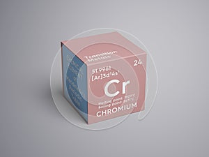 Chromium. Transition metals. Chemical Element of Mendeleev\'s Periodic Table. 3D illustration