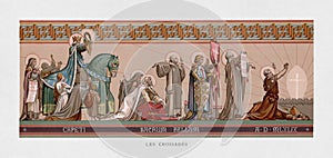 Chromolithograph about the Crusades based on the Catholicon by Charles Lameire photo