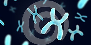 Chromosome on dark background. Blue color.