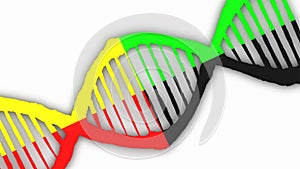 chromosome DNA and gradually glowing flicker light matter chemical when camera moving closeup. Biology concept. Technology science