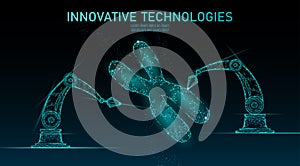 Chromosome DNA structure medicine concept. Low poly polygonal triangle gene therapy cure genetic disease. GMO