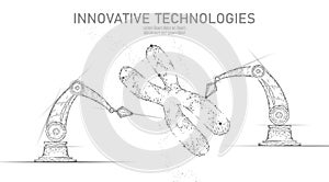 Chromosome DNA structure medicine concept. Low poly polygonal triangle gene therapy cure genetic disease. GMO