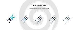 Chromosome icon in different style vector illustration. two colored and black chromosome vector icons designed in filled, outline