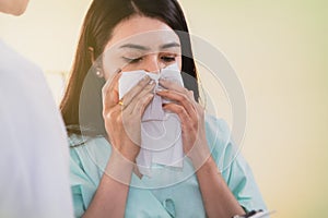 Chronic allergy of weak health women with colds and allergies.
