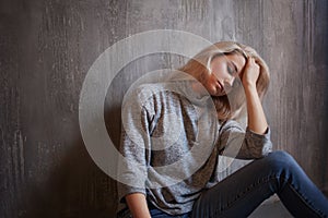 Chronic fatigue syndrome. Young woman tired