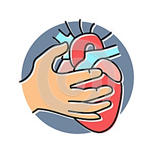 chronic heart palpitations disease symptom color icon vector illustration