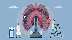 Chronic obstructive pulmonary disease or COPD. Give the new alveoli. Lung have breathing problems and poor airflow. Vector