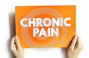 Chronic pain text quote on card, medical concept background
