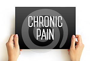 Chronic pain text quote on card, medical concept background